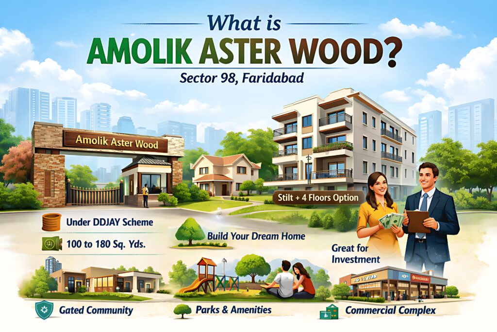 Amolik Aster Wood residential plots aerial view Greater Faridabad
