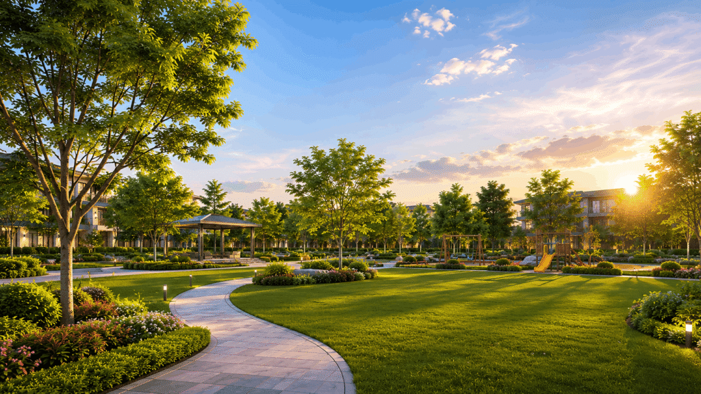 amolik concordia plot in faridabad Landscaped parks and open green spaces