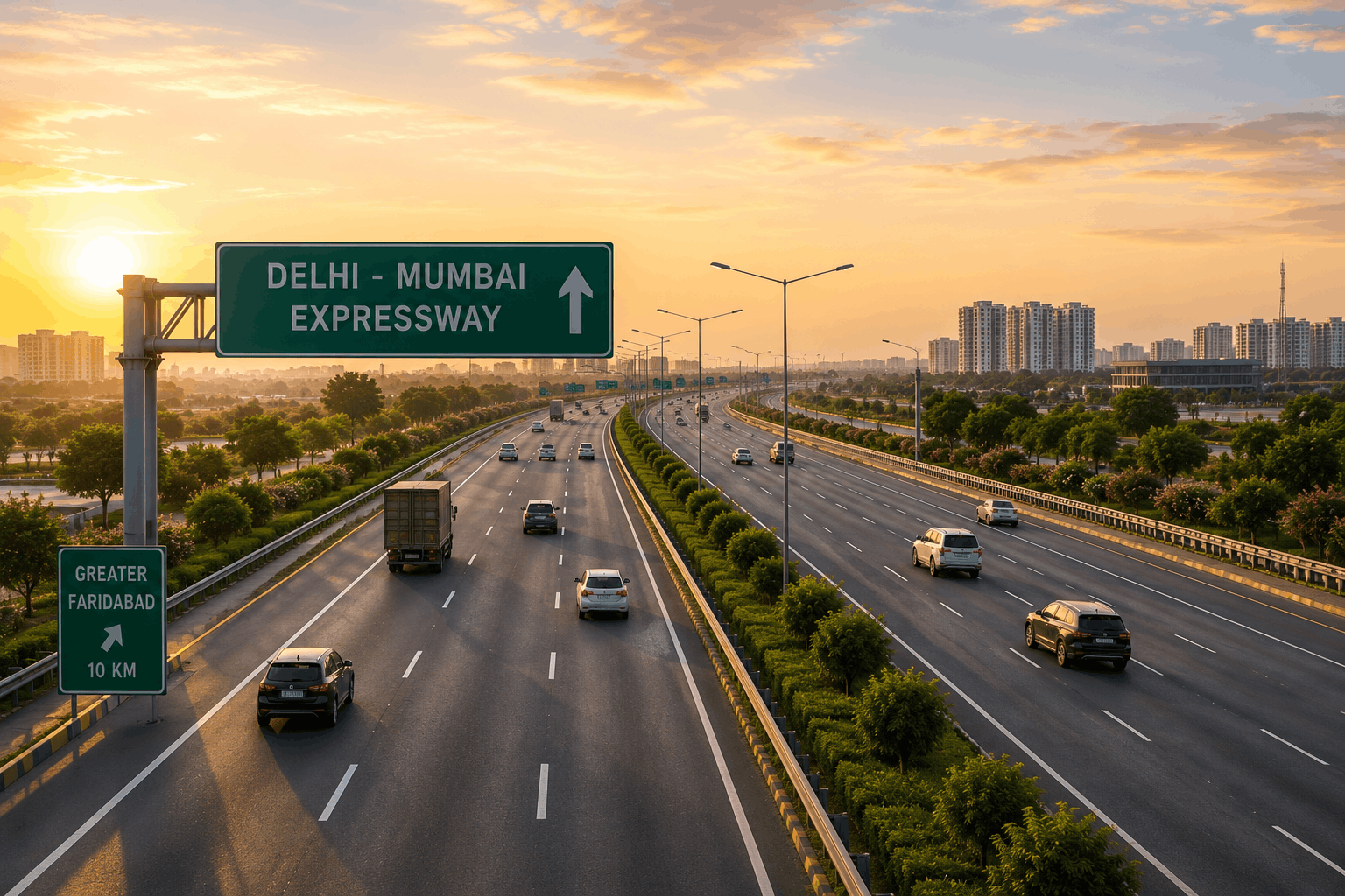 Tree lined residential road near Sector 85 Greater Faridabad